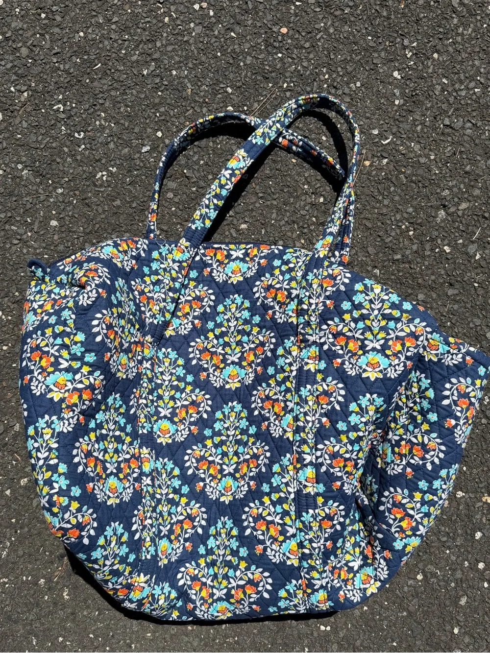 Vera Bradley Oversized Quilted Navy Floral Tote Bag - Women
